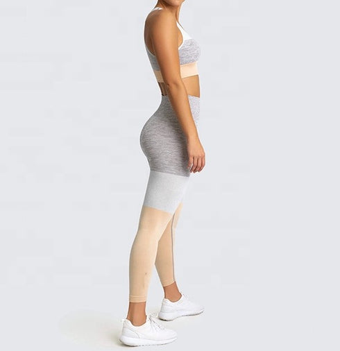 the keeper SET full length legging & crop colour block pale blush